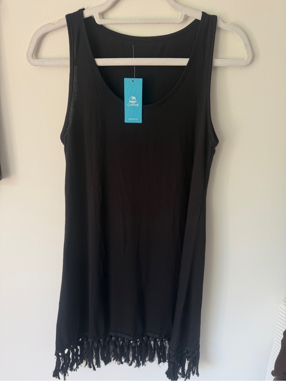 Cupshe Black Fringe-Hem Sleeveless Tank